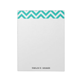 Teal and White Large Chevron ZigZag Mönster Anteckningsblock