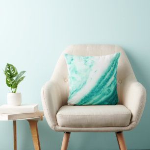 Teal and White Marble Kudde
