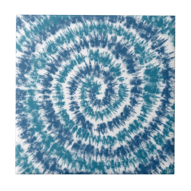 Teal and White Modern Retro Kakelplatta (Framsidan)