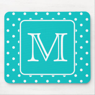 Teal and White Polka Dot Mönster. Anpassningsbar Musmatta
