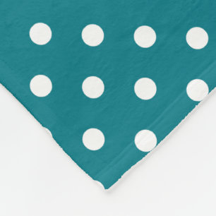 Teal and White Polka Dot Mönster Fleece Blanket