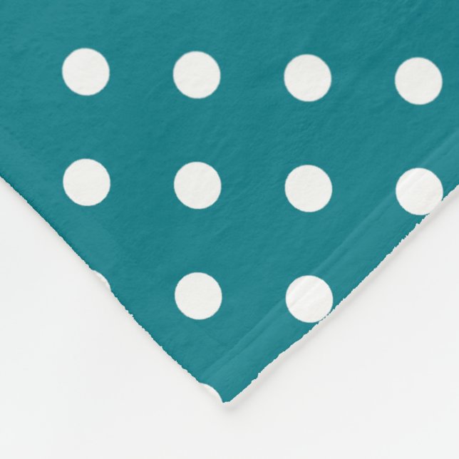 Teal and White Polka Dot Mönster Fleece Blanket (Hörn)