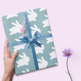 Teal and White Rabbit Påsk Mönster Gift Presentpapper