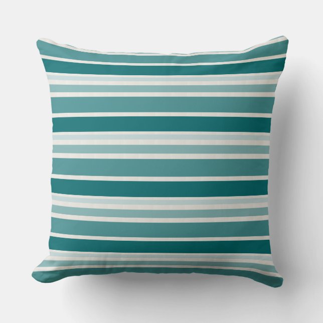 Teal and White Rand Kudde (Framsida)