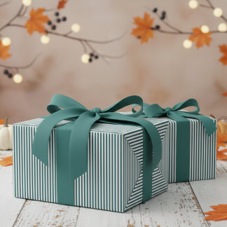 Teal and White Rand Mönster Presentpapper