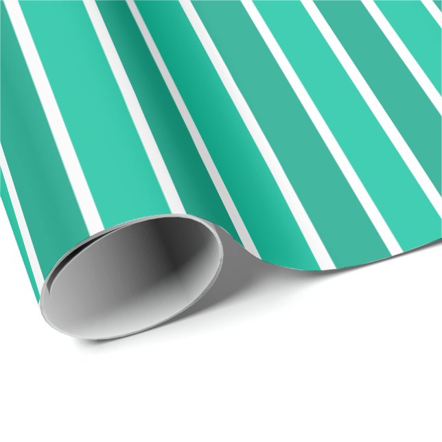 Teal and White Rand Presentpapper (Rullad Hörn)