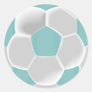 Teal and White Soccer Ball Runt Klistermärke