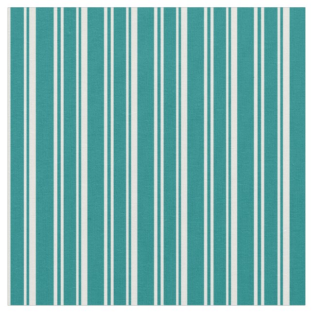 Teal and White Stripe Mönster Tyg (Närbild)