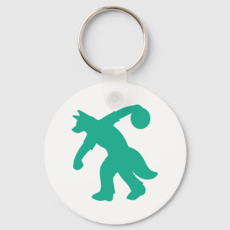 Teal Anthro Hund Bowling Keychain 0001 Nyckelring