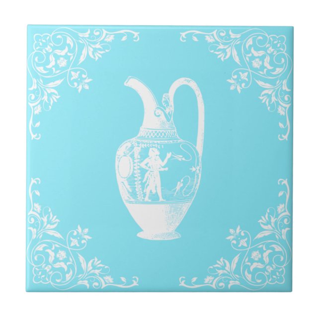 Teal Antique Burk Kakelplatta (Framsidan)