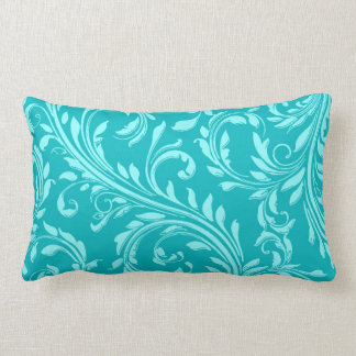 Teal, Aqua blommigt swirtalladsdamm, ländryggen de Lumbarkudde
