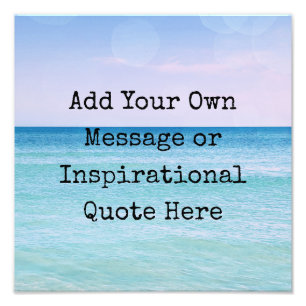 Teal Aqua Blue Calming Quote Ocean Beach Vågar Fototryck