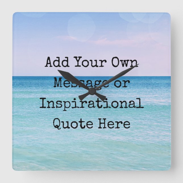 Teal Aqua Blue Calming Quote Ocean Beach Vågar Fyrkantig Klocka (Framsida)