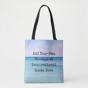 Teal Aqua Blue Calming Quote Ocean Beach Vågar To Tygkasse