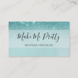 Teal Aqua Blue Glitter Ombre Glam Girly Salon Visitkort