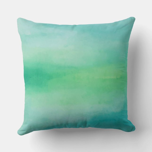Teal Aqua Blue Grönt Abstrakt Dekorativ kudde (Baksida)
