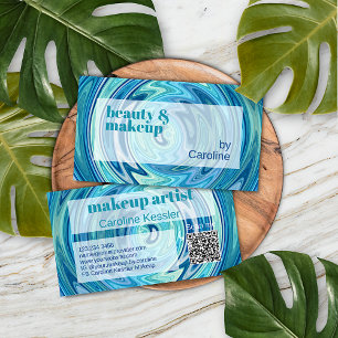 Teal Aqua Blue Jade Grönt Abstrakt Art Mönster Visitkort