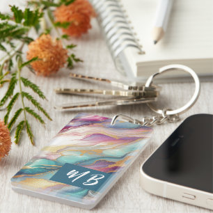 Teal Aqua Blue Lila Rosa Guld Marble Art Mönster