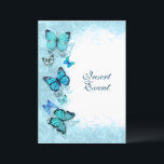 Teal aqua blue vattencolor butterfly party inbjudningar<br><div class="desc">Elegant teal- och akvablåsfjärilar backas upp av en snyggt blommigt-snurrande bakgrund, som bildar en ram kring textmallar. IDEAL FOR - Flick kalas, t.ex. 16, 17, 18, 19, 20, 21, 25, 30, 35e, 40, 45, 50, 60 eller 70, för bachelorette, "butterfly thema", milstenfödelsedagar för kvinnor och dam för quinceanera-funktioner; marknadsföra formella...</div>