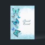 Teal aqua blue vattencolor butterfly party inbjudningar<br><div class="desc">Elegant teal- och akvablåsfjärilar backas upp av en snyggt blommigt-snurrande bakgrund, som bildar en ram kring textmallar. IDEAL FOR - Flick kalas, t.ex. 16, 17, 18, 19, 20, 21, 25, 30, 35e, 40, 45, 50, 60 eller 70, för bachelorette, "butterfly thema", milstenfödelsedagar för kvinnor och dam för quinceanera-funktioner; marknadsföra formella...</div>