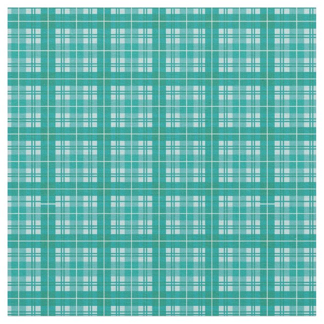 Teal/Aqua Bright Gingham Play Tartan Tyg (Närbild)