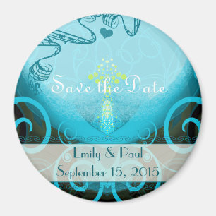 Teal Aqua Calla Lily Spara datum magneter