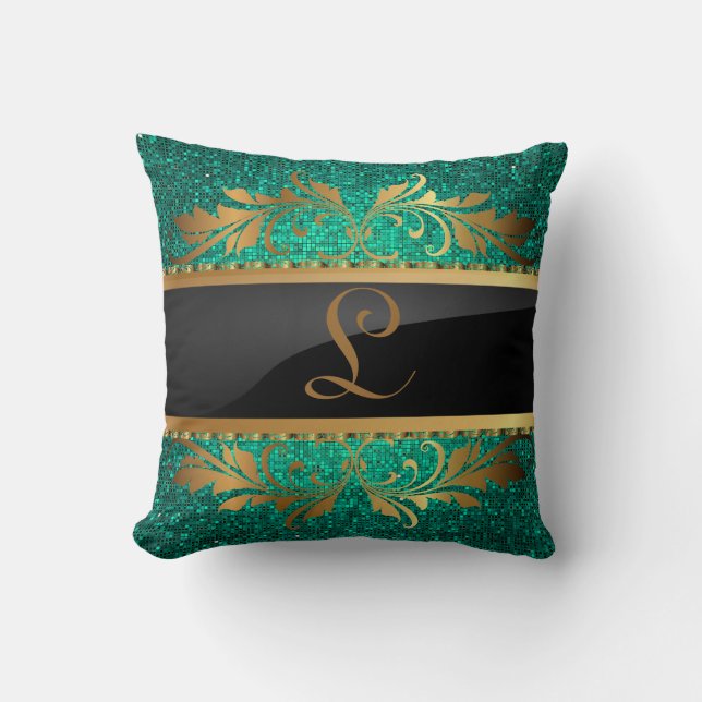 Teal Aqua Glitter Sequin Disco Couch Dekorativ kud Kudde (Framsida)