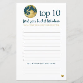Teal Aqua Guld Bucket List Advice Baby Shower Game