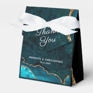 Teal Aqua Guld Glitter Agate Bröllop Presentaskar