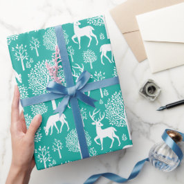 Teal Aqua-julrenar Papper inslagning Presentpapper