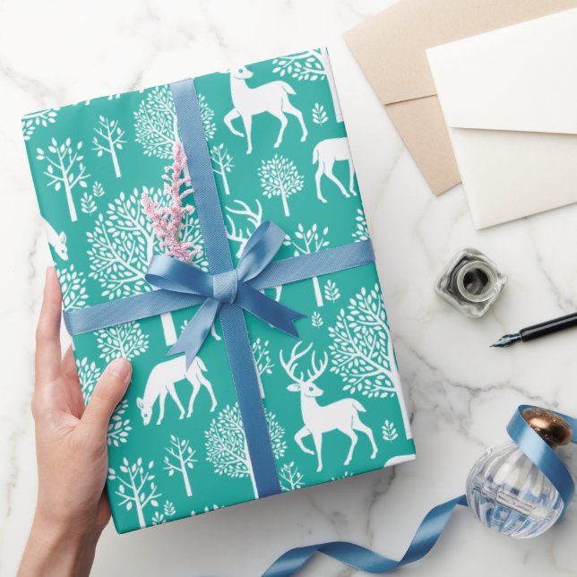 Teal Aqua-julrenar Papper inslagning Presentpapper (Gifting)
