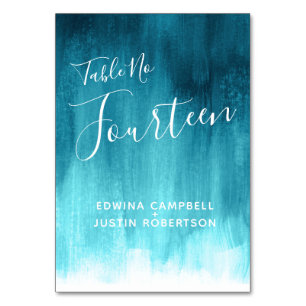 Teal aqua modern art bordsnummer 14