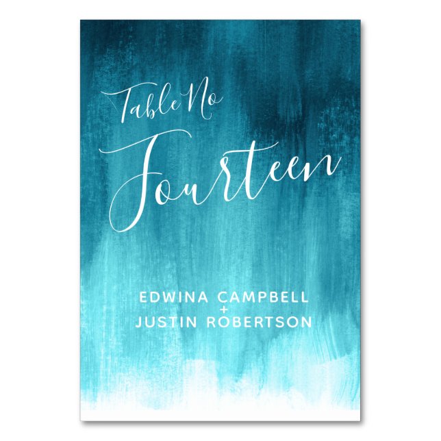 Teal aqua modern art bordsnummer 14 (Framsidan)