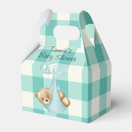 Teal Aqua Nalle Diaper Gingham Baby Shower Presentaskar