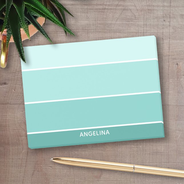 Teal Aqua Paint Chip - lägg till ditt namn Post-it Block (Personalized Post-It Notes - add you name or other text)