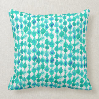 Teal Aqua Watercolor Tribal Print Turquoe Kudde