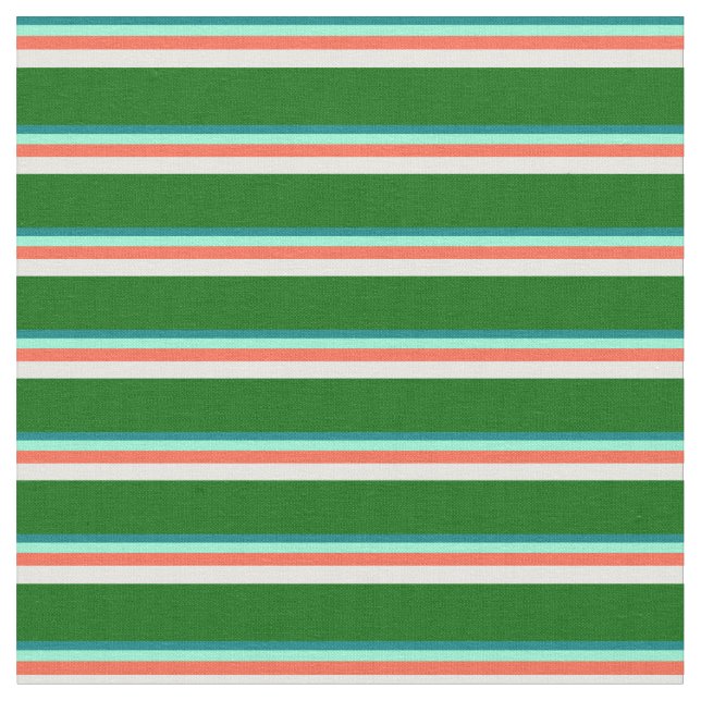 Teal, Aquamarine, Red, Mint Cream och Mörk grönt Tyg (Närbild)