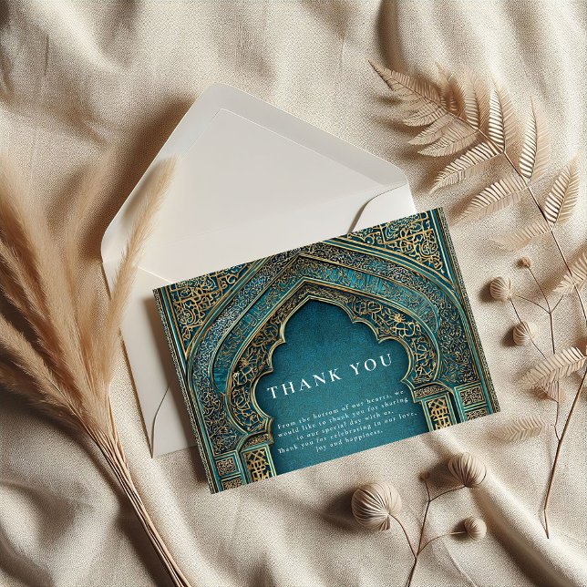 Teal Archway Islamic Wedding Tack Kort (Skapare uppladdad)