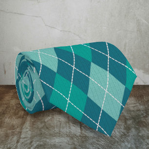 Teal Argyle Diamonds Mönster - blåfärgade Gröntar Slips