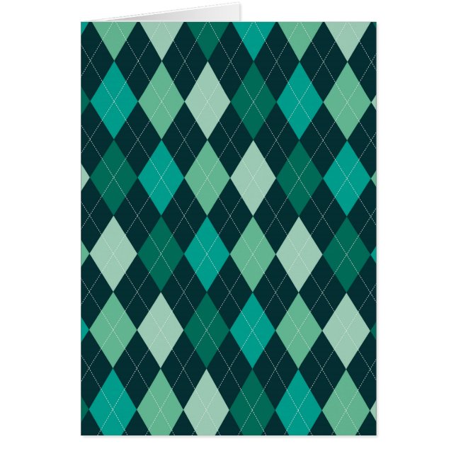Teal argyle mönster hälsningskort (Framsidan)