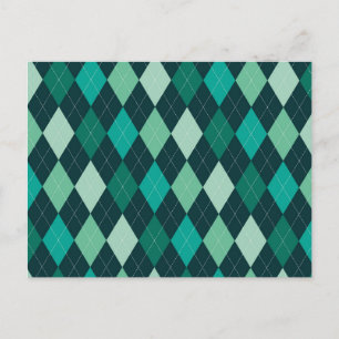 Teal argyle mönster vykort