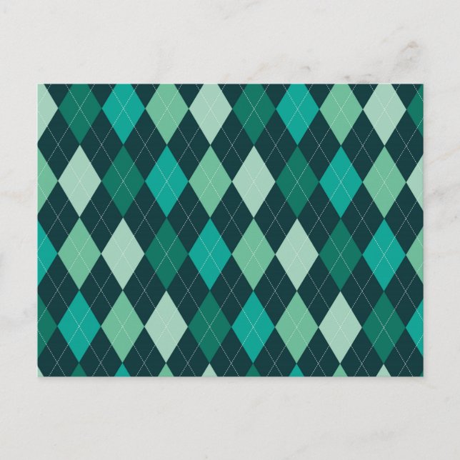 Teal argyle mönster vykort (Framsida)