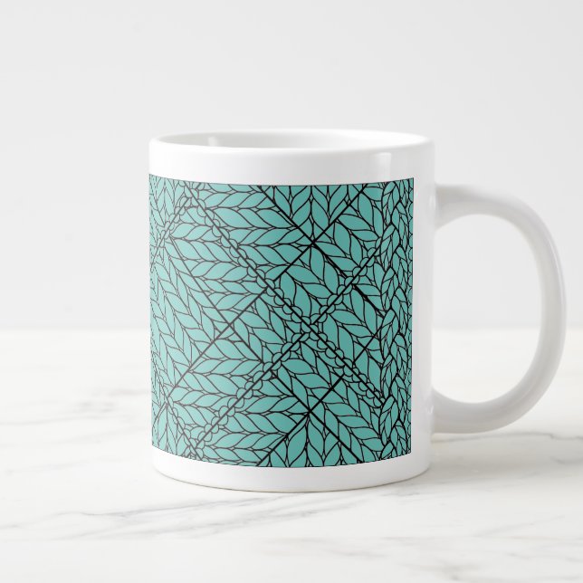 TEAL ARGYLE-STICKAD stor vit mugg Jumbo Mugg (Höger)