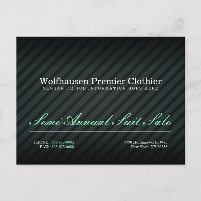 Teal Armani Kostym Promo vykort (Framsida)