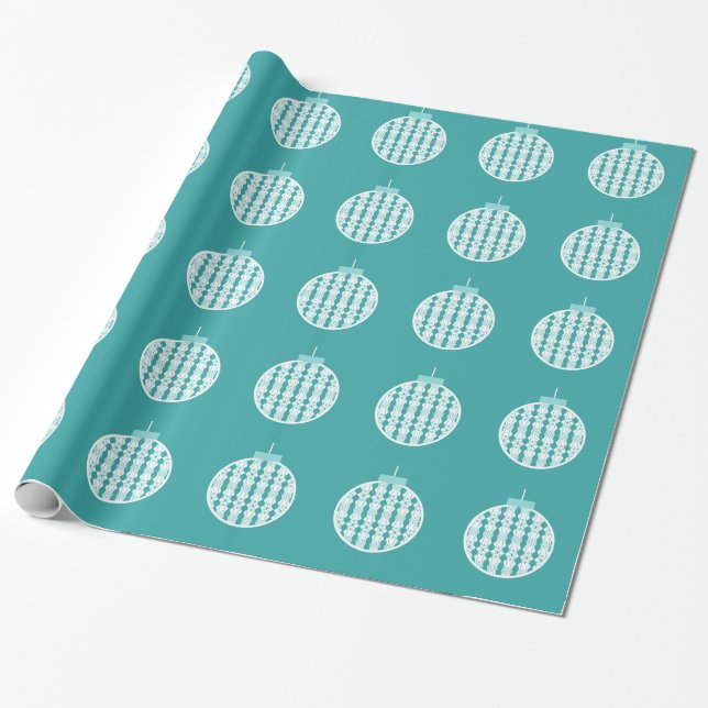 Teal Art Deco Ornament Wrapping Papper Presentpapper (Utrullad)