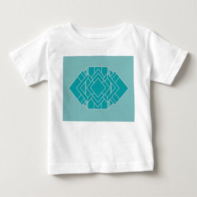 Teal Art Deco Quilt Inspired T Shirt (Framsida)