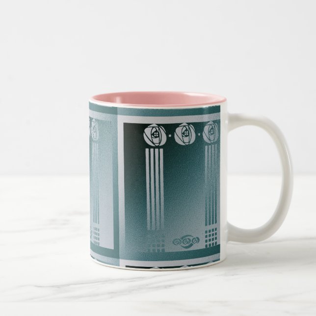 Teal Art nouveau, Charles Mackintosh, ro design el Två-Tonad Mugg (Höger)