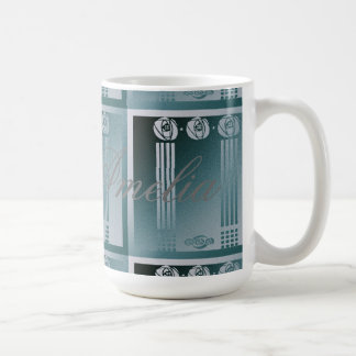 Teal Art nouveau,Charles Mackintosh, ro design ell Kaffemugg