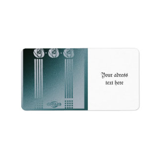 Teal Art nouveau, Ronnie C Mackintosh, ro design Adressetikett