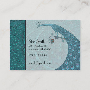 Teal Art nouveau Vintage Peacock Boutique-kort Visitkort